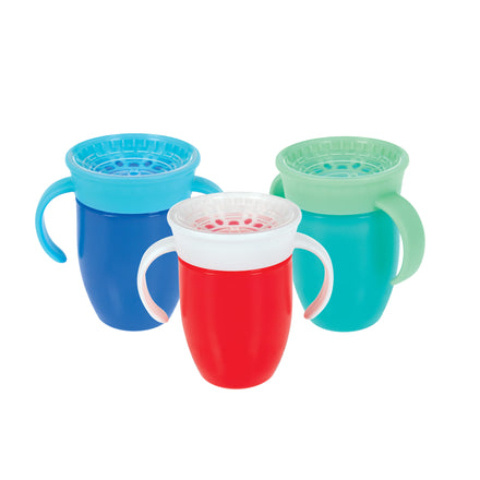 360 Wonder Cup with Handles (3 Pack - 5 oz) | Blue/Red/Aqua