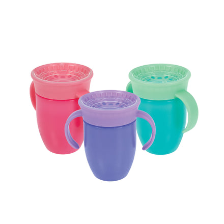 360 Wonder Cup with Handles (3 Pack - 5 oz) | Purple/Pink/Aqua
