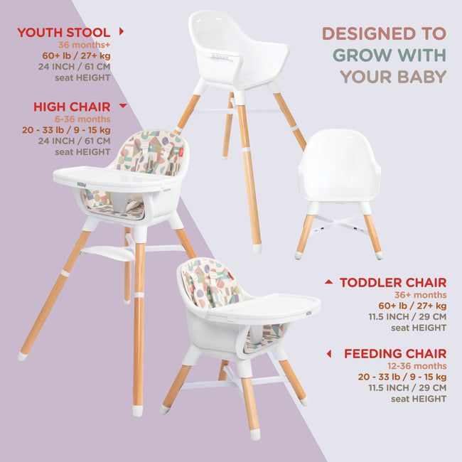 4-in-1 Multi-Use High Chair | White Geometrics