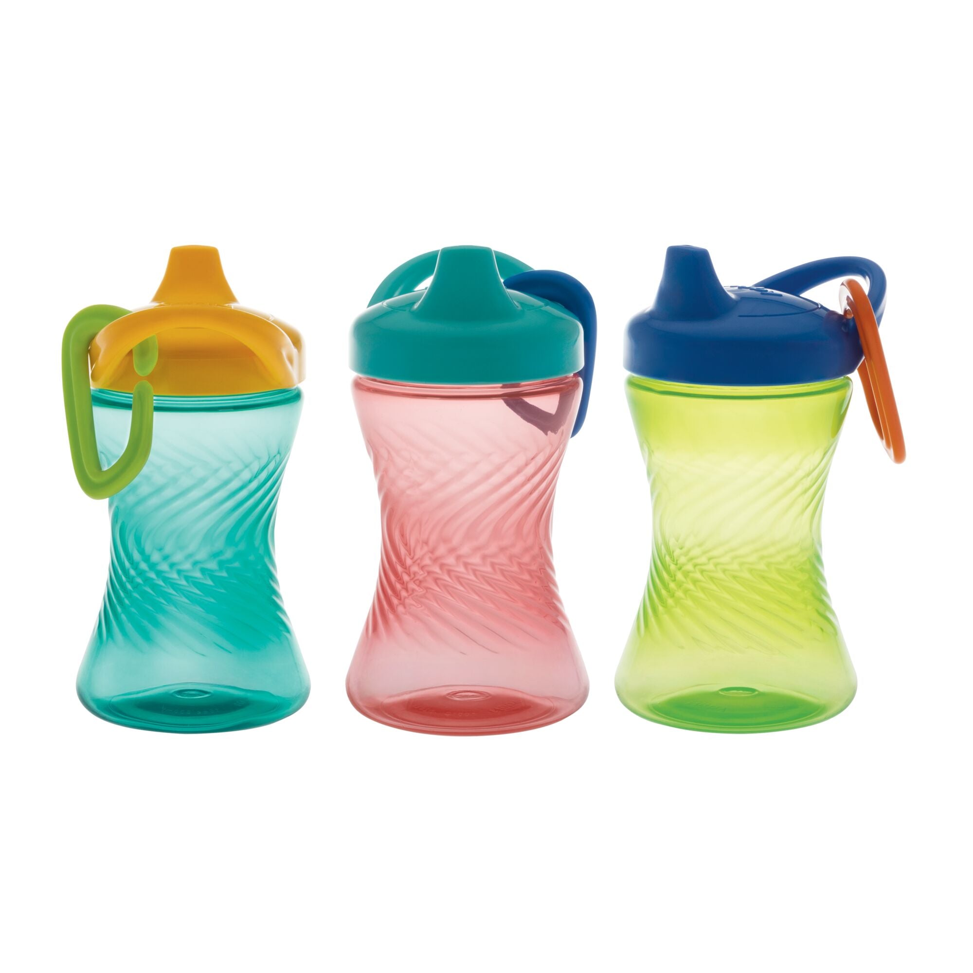 Hard Spout Sippy Cup with Carabiner (3 Pack) Aqua/Red/Green