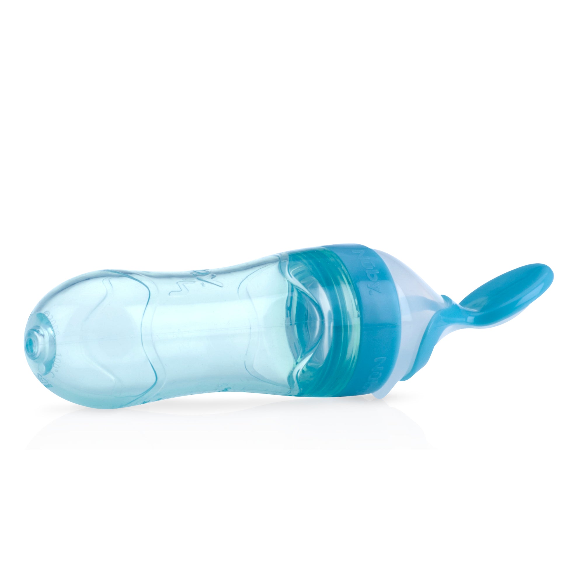 Nuby Silicone Squeeze Feeder Aqua Blue Baby Bottle, 3 fl oz