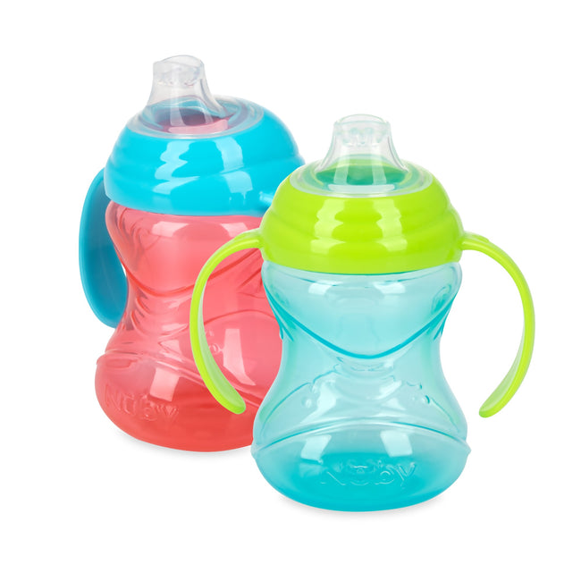 Clik-It Soft Spout Grip N' Sip Trainer Cup (2 Pack) | Blue/Green
