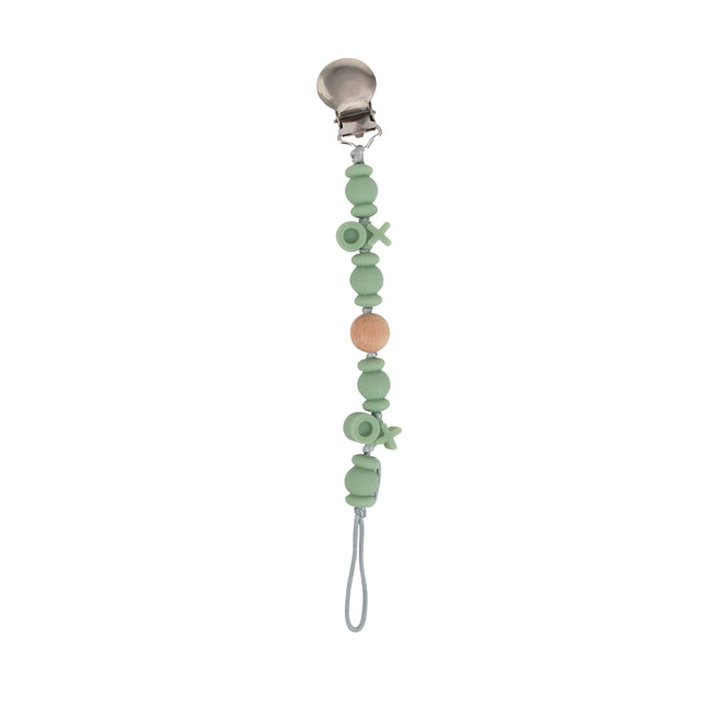 Silicone and Wood Beaded Pacifier Clip - Nuby US