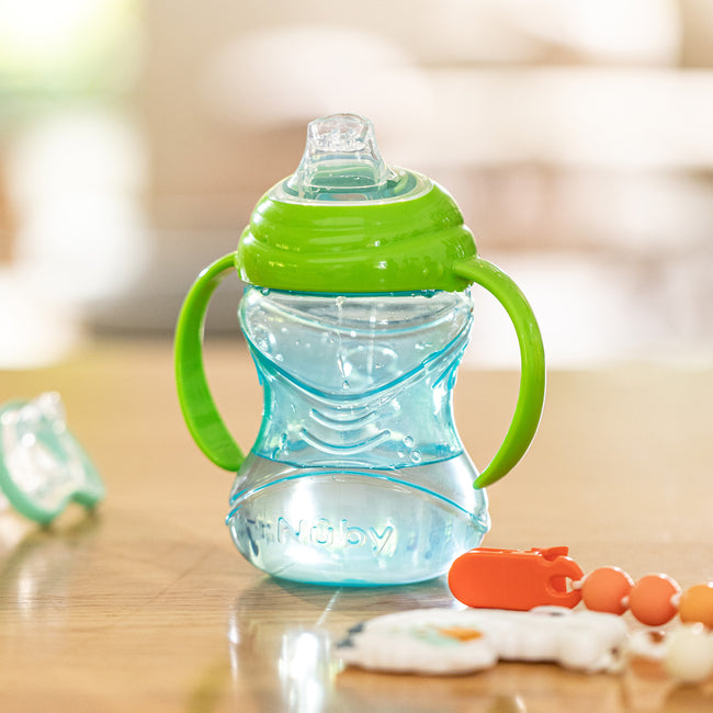Clik-It Soft Spout Grip N' Sip Trainer Cup (2 Pack) | Blue/Green