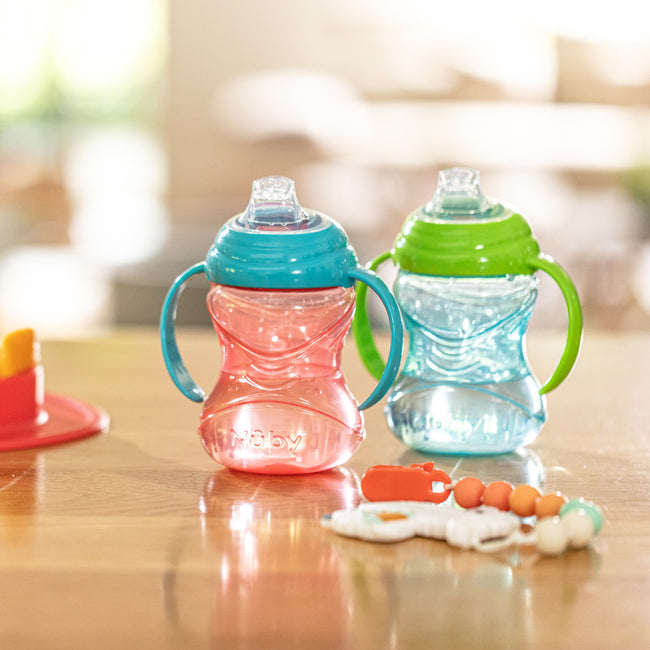 Clik-It Soft Spout Grip N' Sip Trainer Cup (2 Pack) | Blue/Green