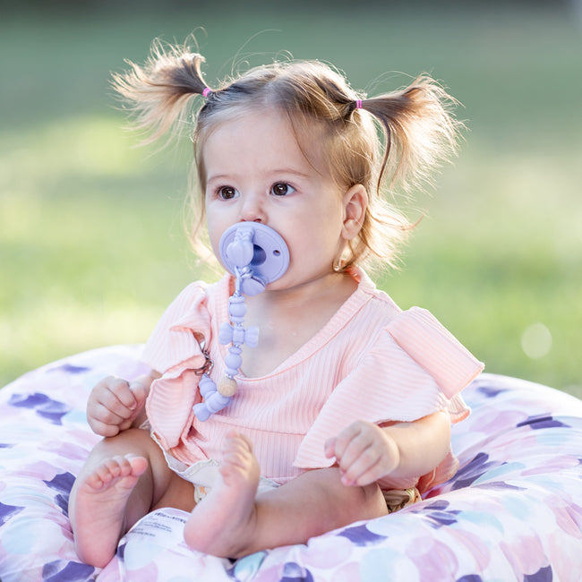 Silicone and Wood Beaded Pacifier Clip - Nuby US
