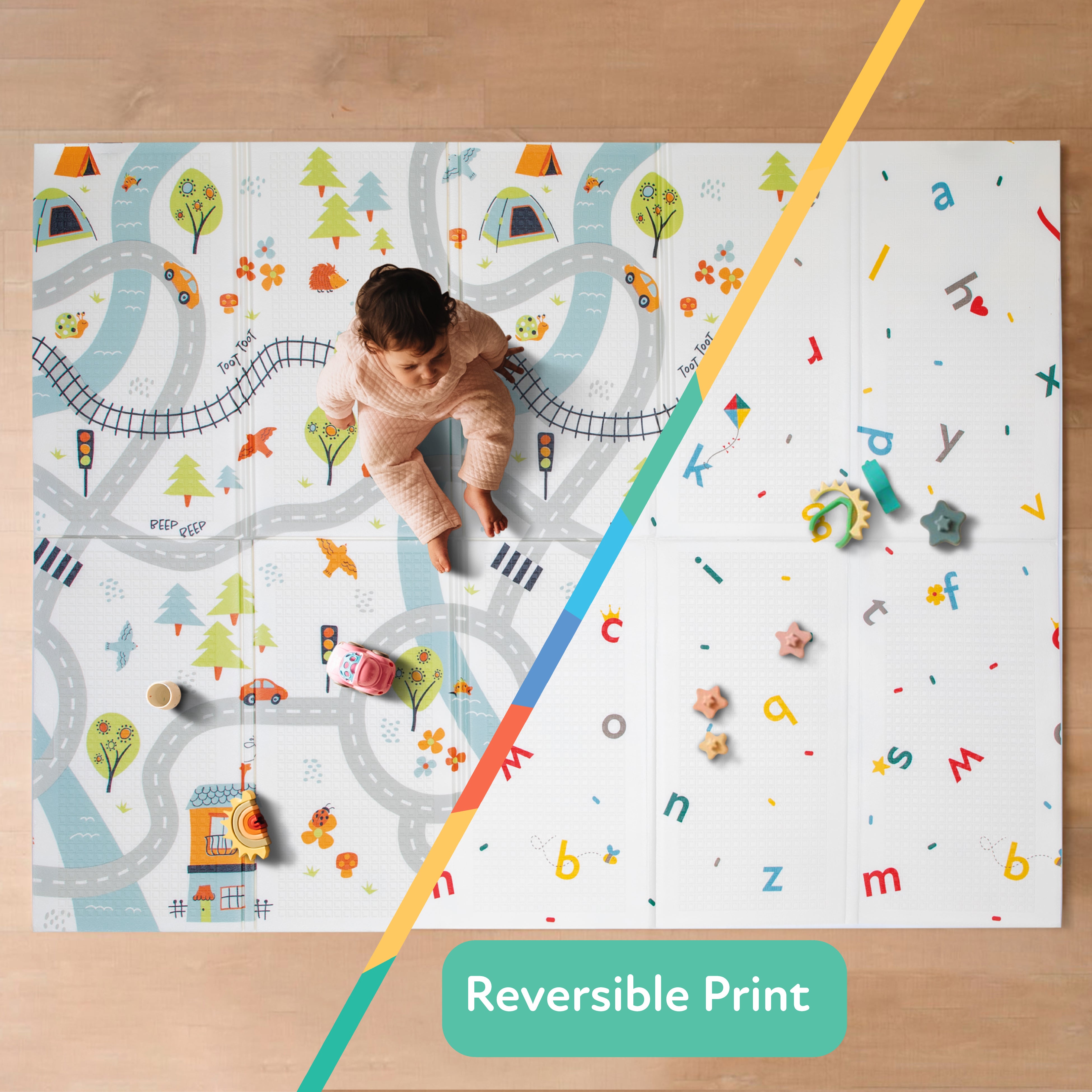 Reversible Floor Mat | Cars & Roads