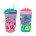 Brighten up snack time with the Snack ’N Sip Cup (2 Pack) | Fruits & Butterflies! This set includes two colorful toddler cups with soft silicone straws: one pink cup featuring cheerful butterflies, and one blue cup decorated with playful fruit and a smiling strawberry. Each 2-in-1 cup comes with a vibrant lid—one teal, one pink—making them perfect for fun, easy sipping and snacking for little ones.