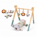 The Animal Adventures Bundle features a wooden baby play gym with soft hanging animal toys and a plush koala tummy time pillow. With mint green and wood accents, it's a perfect baby toy bundle or thoughtful baby shower gift.