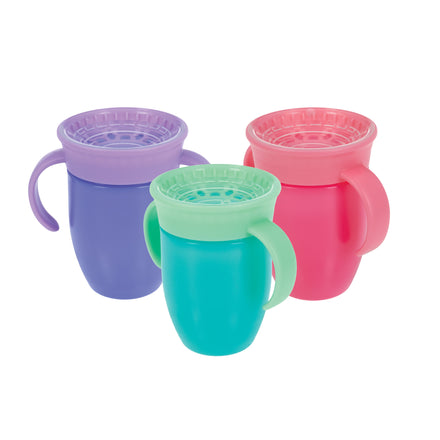 360 Wonder Cup with Handles (3 Pack - 7 oz) | Purple/Pink/Aqua