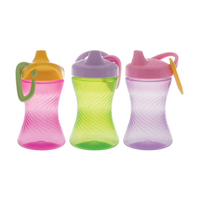 Hard Spout Sippy Cup with Carabiner (3 Pack) Pink/Green/Purple