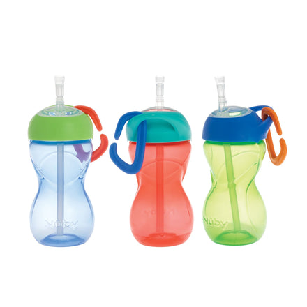 Clik-it Travel Straw Cup with Carabiner (3 Pack) | Red/Green/Blue