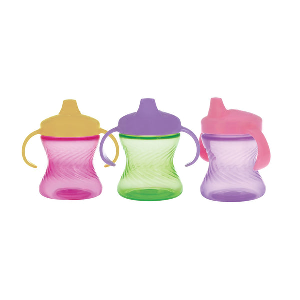 2-Handle Hard Spout Sippy Cup (3 Pack) | Pink/Green/Purple – Nuby