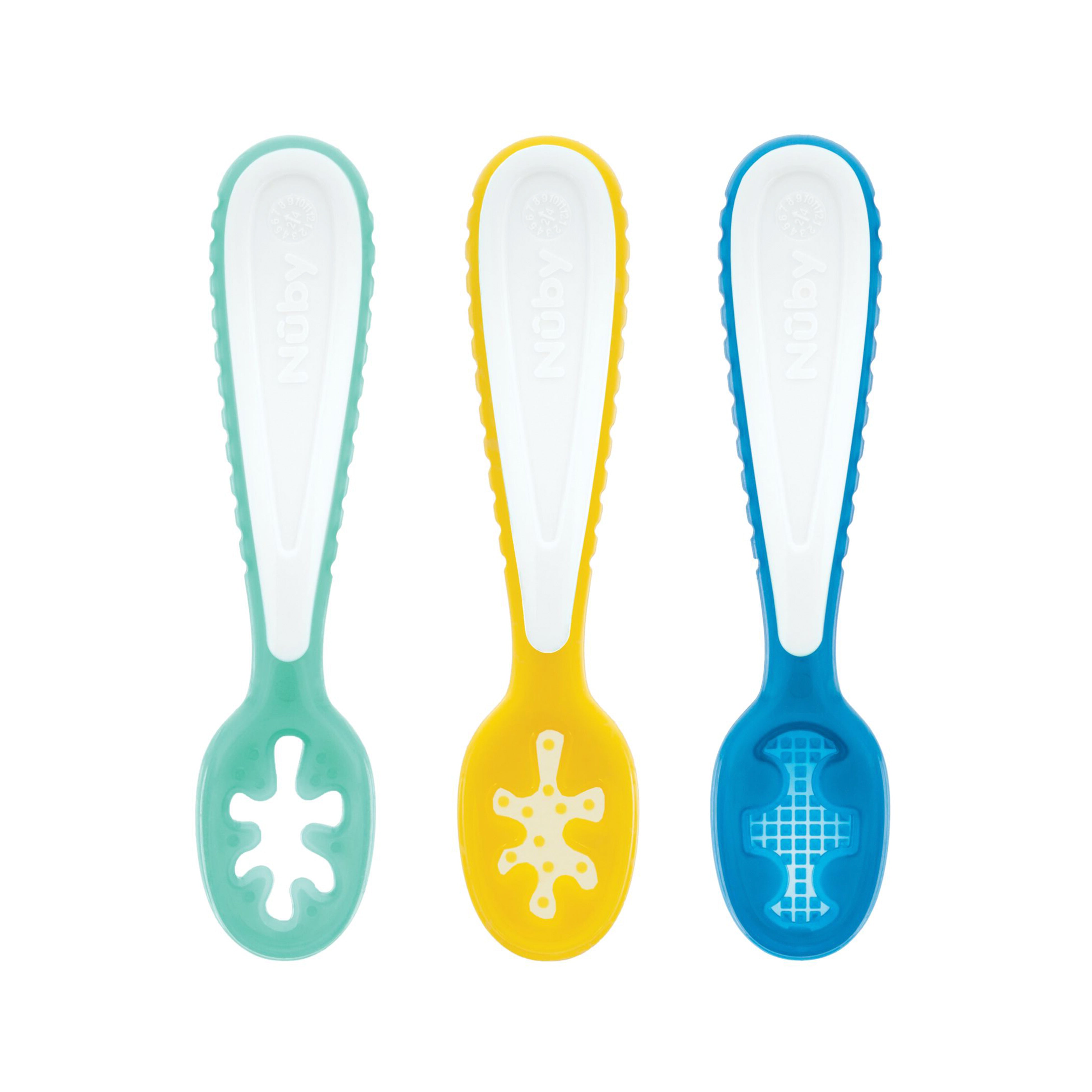3-Stage Silicone Dipping Spoons | Aqua / Yellow / Blue