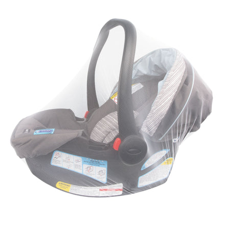 The Nuby Stroller Insect Netting in white shields infants from insects. Designed to fit over baby carriers or strollers, it’s a practical protective cover for outings.