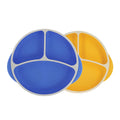 Round Silicone Suction Plate & Lid (2 Pack) | Blue / Yellow