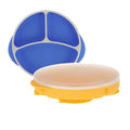 Round Silicone Suction Plate & Lid (2 Pack) | Blue / Yellow