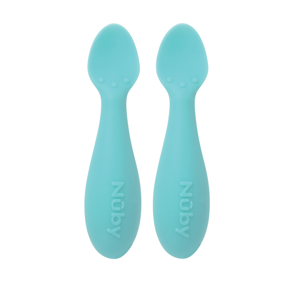 Nuby DIPEEZ Blue Silicone Spoons Babys First self-feeding Spoon 2 Pack BPA  Free