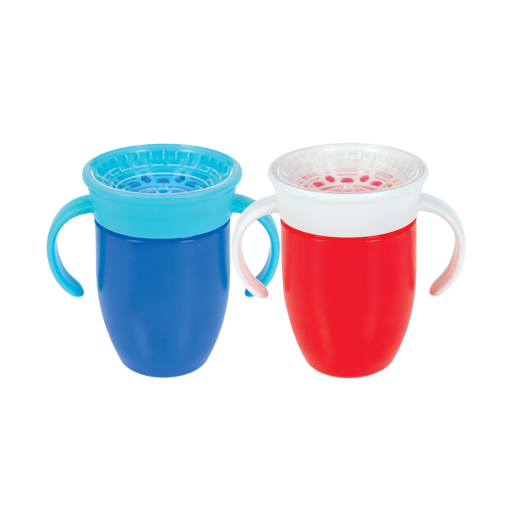 360 Wonder Cup with Handles (2 Pack - 7 oz) | Blue/Red  Nuby