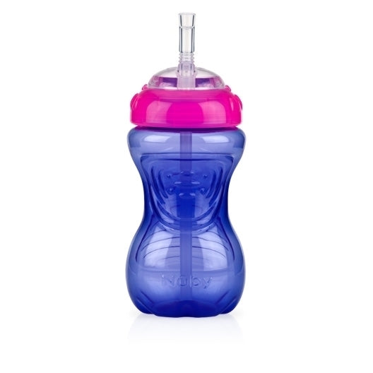 Nuby 2 Pack 10 Oz. Clik-It Cup with Flex Straw, Red & Blue