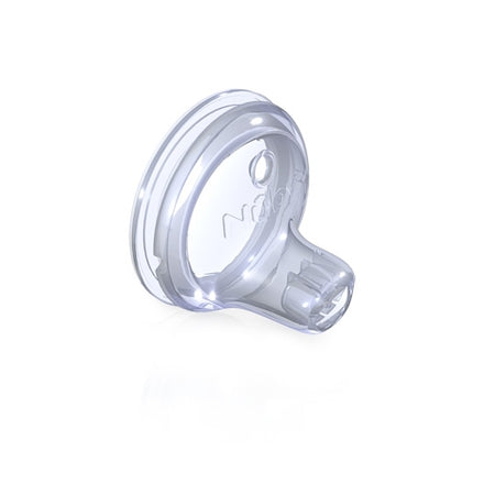 The Nuby Easy Grip Replacement Spout (2 Pack) features a transparent soft silicone spout with a circular base and small top hole for liquid flow, ideal for use with Nuby Easy Grip baby bottles or sippy cups. Shown on a white background.