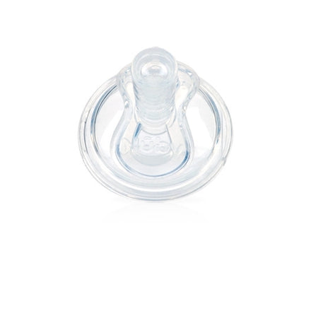 The Nuby Easy Grip Super Straw Replacement Straw (2 Pack) features a clear silicone straw with Touch-Flo valve, designed for easy sipping, and photographed against a white background.