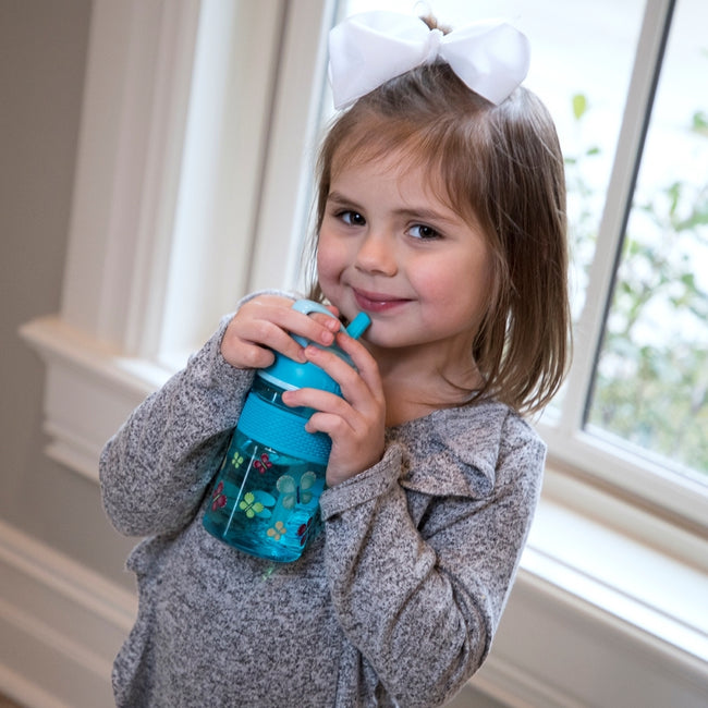 Nuby Thirsty Kids Tritanfree Flow Pop Up Super Slurp Water Bottle Flamingo 1 Pack 12 oz