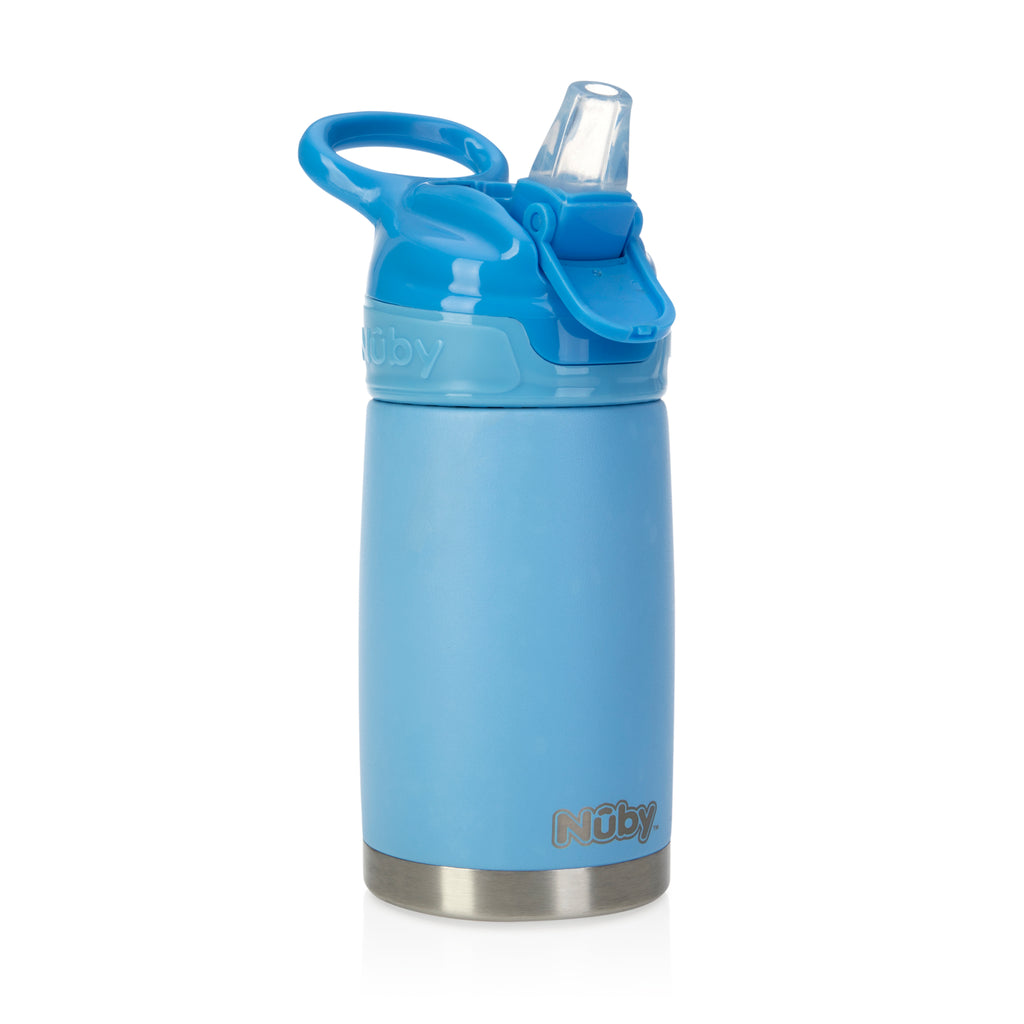 Nuby Thirsty Kids 12 oz Flip-It Reflex with Soft Grip Cup, Pink & Aqua Hearts, Size: 12 fl oz
