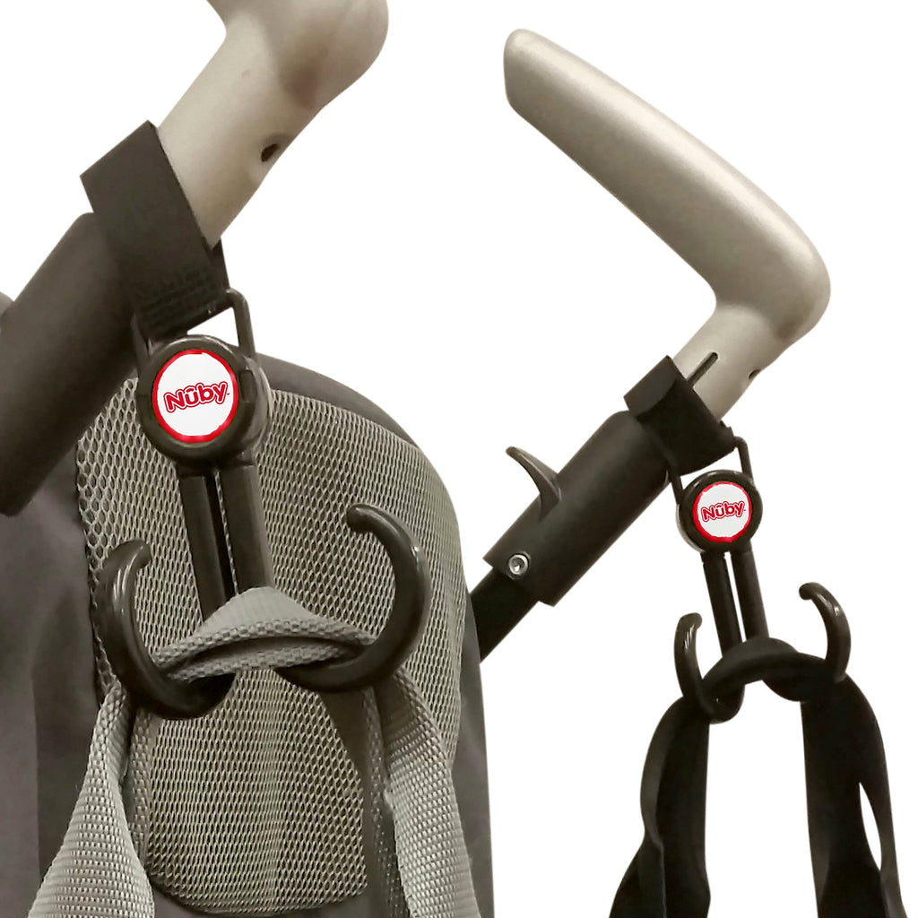 Good Gear 2-Piece Double Stroller Swivel Hooks, Purse and Diaper Bag  Hanger, Black