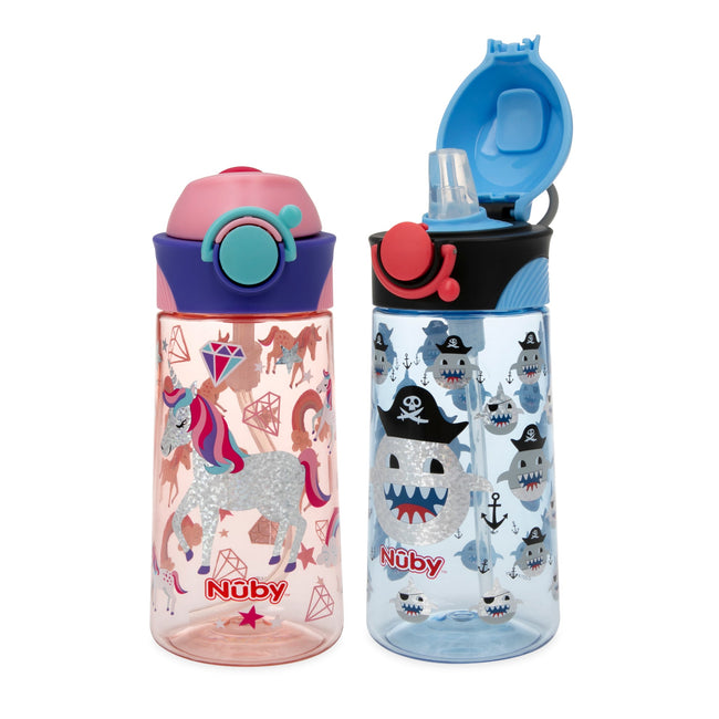 Nuby Thirsty Kids Push Button Flip-it Soft Spout on The Go Water