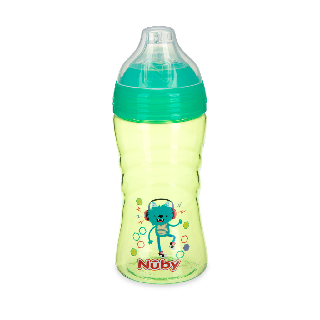 Nuby Thirsty Kids No Spill Flip-It Reflex Travel Cup with Soft Silicone  Spout, 12 Oz, Aqua Camo