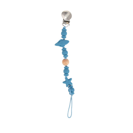 Silicone and Wood Beaded Pacifier Clip - Nuby US