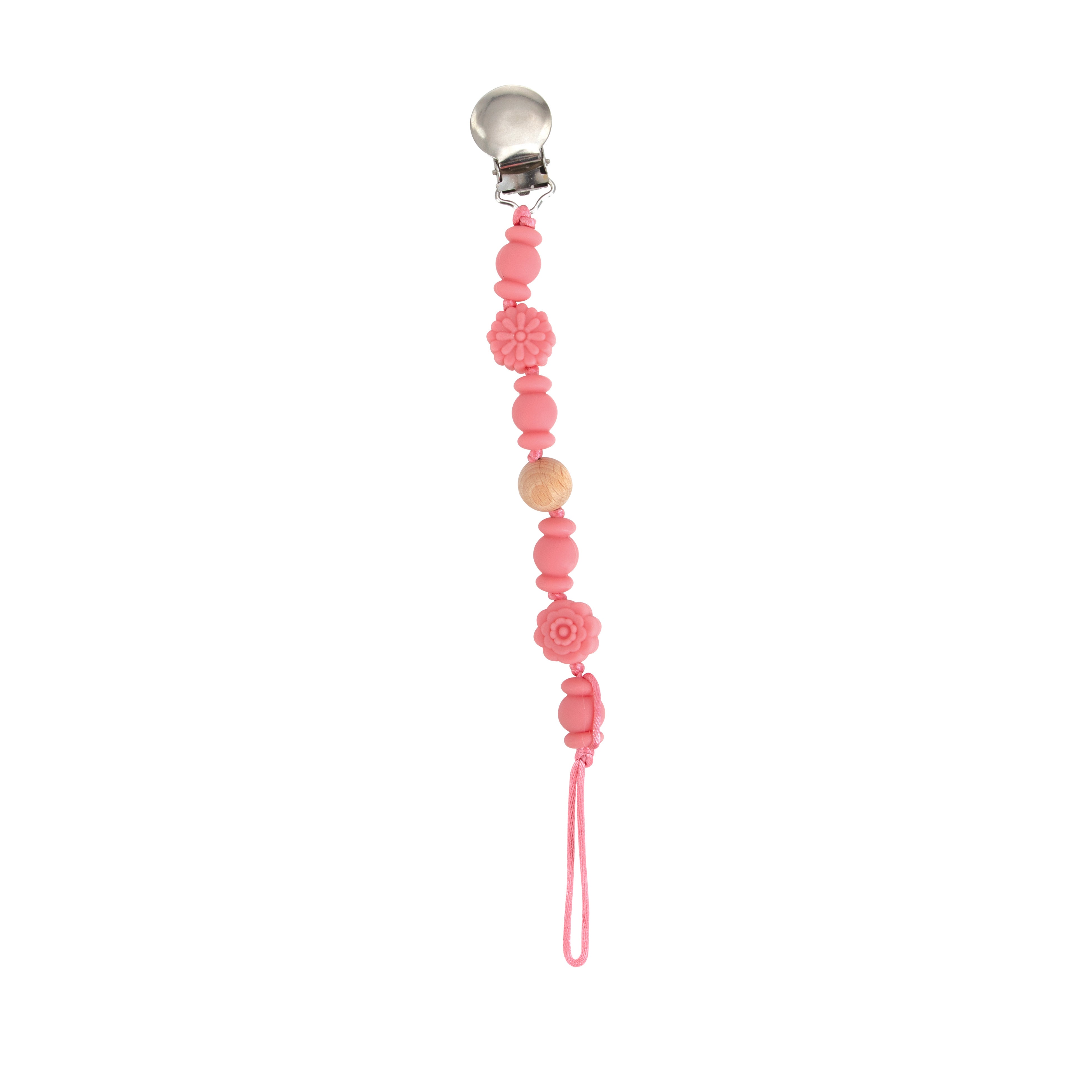 Silicone and Wood Beaded Pacifier Clip - Nuby US
